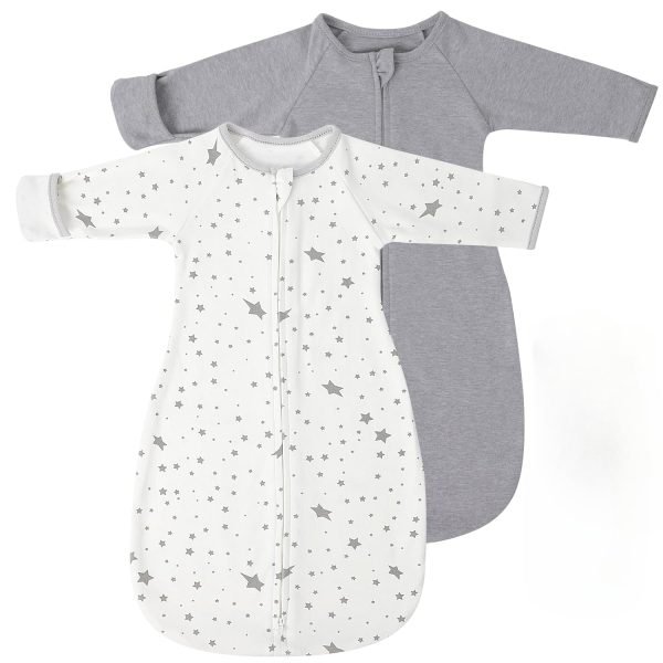 28840afe814b2b31cfd3ce701fe52534 2 Pack Transitional Swaddle Sack with Arms Up Length Sleeves & Mitten Cuffs, Sleeping Sack Bag 2 Ways Zipper, Wearable Swaddling Blanket for Newborns Baby Snug Fit Calms Startle Reflex