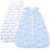 100% Cotton Baby Sleep Sack, 0-6 Months Baby Wearable Blanket, 2-Way Zipper Infant Sleeping Sack for Baby Boys Girls, 2 Pack Comfy Small Size Sleeveless Sleeping Bags, Rainbow & Pink Elephant