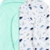 2 Pack Hooded Baby Towels, 100% Muslin Cotton Baby Bath Towels, Ultra Soft Breathable Absorbent Towels for Infant Toddler and Kids, Newborn Essentials, Large 32x32Inch, Dinosaur