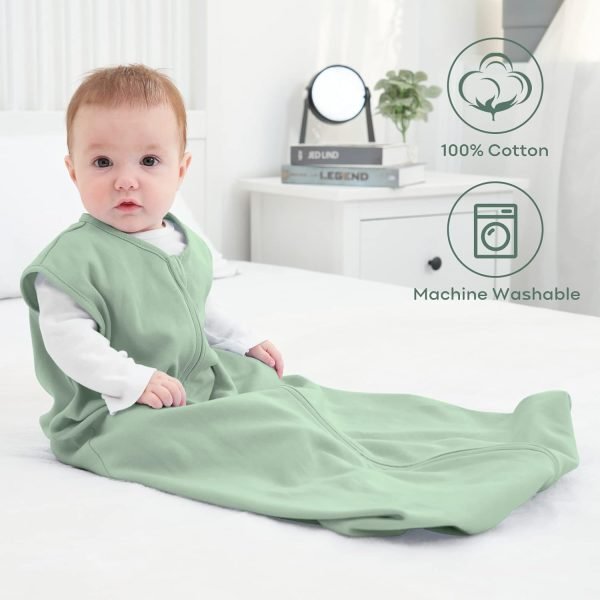 Baby Sleep Sack 0-6 Months Wearable Blanket for Babies 100% Cotton 2-Way Zipper TOG 0.5 Toddler Sleeping Sack 3 Pack, Sleep Sacks