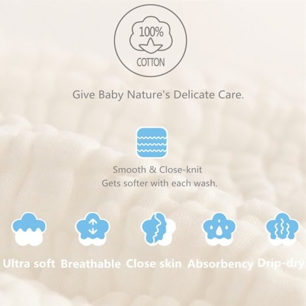 Baby Washcloths - Natural Cotton Baby Wipes - Soft Newborn Face Towel and Washcloth for Sensitive Skin, Registry as Shower, 5 Pack 12x12 inches