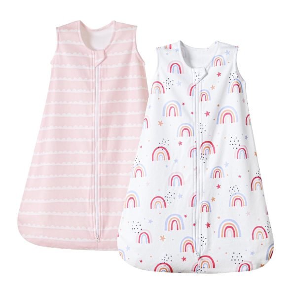 Soft Micro-Fleece Baby Sleep Sack, 6-12 Months Warm Baby Wearable Blanket, 2-Way Zipper Sleeping Bags, 2 Pack Comfy Toddler Sleeping Sack for Baby Girls, Medium Size, Floral