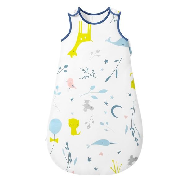 Sleep Sack Baby Winter Wearable Blanket with 2-Way Zipper,2.5 TOG Cotton Sleep Sack Unisex (White Animal, 6-12 Months)