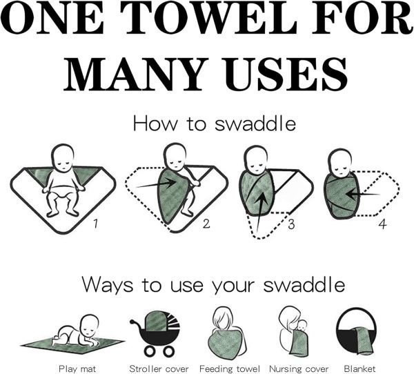 3 Pack Muslin Swaddle Blankets for Unisex, Newborn Receiving Blanket, Large 47 x 47 inches, Soft Breathable Muslin Baby Swaddles for Boys & Girls