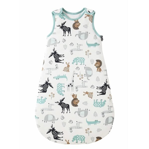 Sleep Sack Baby Winter Wearable Blanket with 2-Way Zipper,2.5 TOG Cotton Sleep Sack Unisex (White Animal, 6-12 Months)