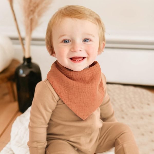 Muslin Baby Bibs 8 Pack Bandana Drool 100% Cotton for Unisex Baby, Solid Colors Set Teething and Drooling