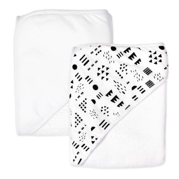 2-Pack Organic Cotton Hooded Towels, Bright White, One Size