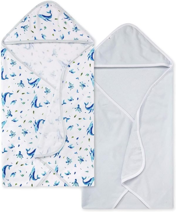 71GwGVY4BCL._AC_SL1500 Baby Infant Hooded Towels! Organic Cotton, Unisex Bath Essentials and Newborn Necessities, Soft Nursery Towel with Hood Set, 2-Pack Size 29 x 29 Inch
