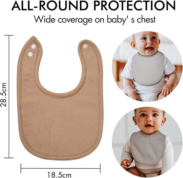 Baby Snap Bibs for Boys Girls,10 Pack Drool Bibs with Snap,Organic Cotton Snap Closure Bibs for Newborn