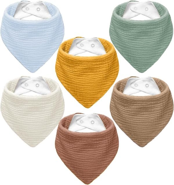 71KBhMrFPeL._AC_SL1500 Muslin Baby Bibs,Baby Bandana Drool Bibs 100% Cotton for Baby Boy Girl,Solid Colors Bib for Drooling Teething