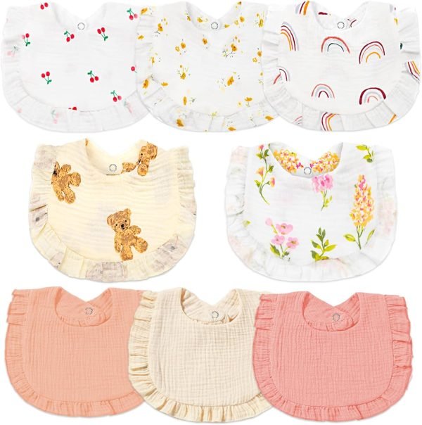 Muslin Baby Bibs for Baby Girls, Muslin Bibs Drool Bandana Bibs
