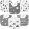 6 Pack Organic Baby Bibs for Unisex Boys Girls, Teething Baby Bib, Soft Cotton Baby Drool Bibs