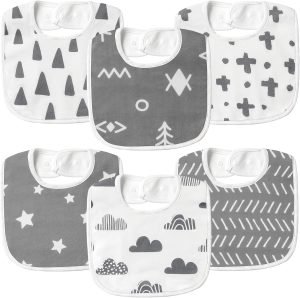 6 Pack Organic Baby Bibs for Unisex Boys Girls, Teething Baby Bib, Soft Cotton Baby Drool Bibs