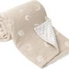 Baby Blankets for Unisex Boys Girls, Soft Nursery Crib Blankets with Muslin Cotton Front and Dotted Fleece Back for Newborns Toddlers 30x40inch (Blue Moon)