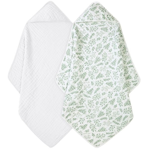 Baby Bath Towels, 100% Muslin Cotton Hooded Baby Towels for Newborn, 2 Pack Baby Towels with Hood for Infant Toddler and Kids, Large 32x32Inch, Soft and Absorbent
