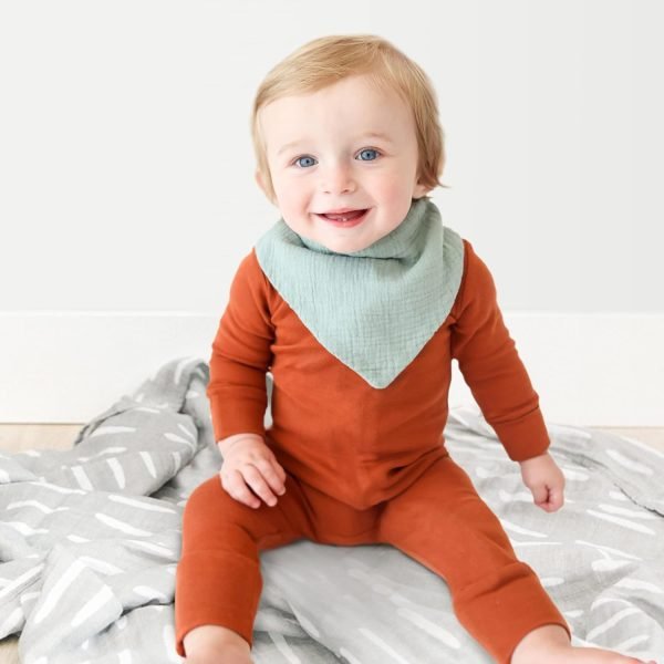 Muslin Baby Bibs 8 Pack Bandana Drool 100% Cotton for Unisex Baby, Solid Colors Set Teething and Drooling