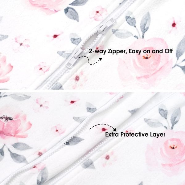 Soft Micro-Fleece Baby Sleep Sack, 6-12 Months Warm Baby Wearable Blanket, 2-Way Zipper Sleeping Bags, 2 Pack Comfy Toddler Sleeping Sack for Baby Girls, Medium Size, Floral