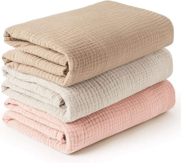 3 Pack Muslin Swaddle Blankets for Unisex, Newborn Receiving Blanket, Large 47 x 47 inches, Soft Breathable Muslin Baby Swaddles for Boys & Girls