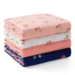 Muslin Swaddle Blankets, Soft Silky Baby Blankets 47 x 47 inches, Breathable Swaddle Blankets, Newborn Receiving Blanket for Boys and Girls, 4 Pack