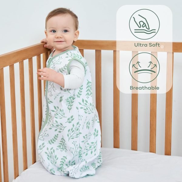 Baby Sleep Sack 0-6 Months Wearable Blanket for Babies 100% Cotton 2-Way Zipper TOG 0.5 Toddler Sleeping Sack 3 Pack, Sleep Sacks
