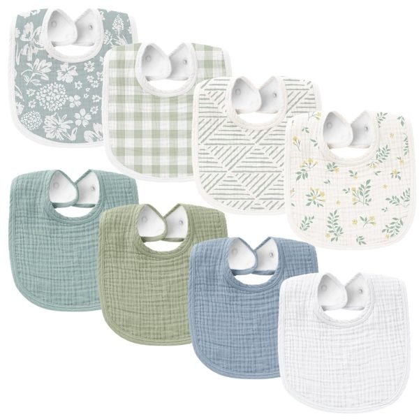 Muslin Baby Bibs 8 Pack Baby Bandana Drool Bibs Cotton for Unisex Boys Girls, 8 Solid Colors Set for Teething Drooling
