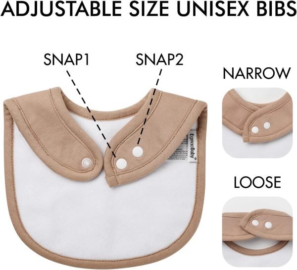 Baby Snap Bibs for Boys Girls,10 Pack Drool Bibs with Snap,Organic Cotton Snap Closure Bibs for Newborn