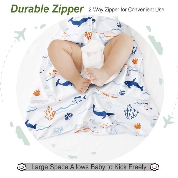 2 Pack Baby Sleep Sack 6-12 Months, Rayon Derived from Bamboo，Soft Cooling Sleep Sacks for Summer, TOG 0.5 Baby Wearable Blankets with 2-Way Zipper, Medium Size, Whale
