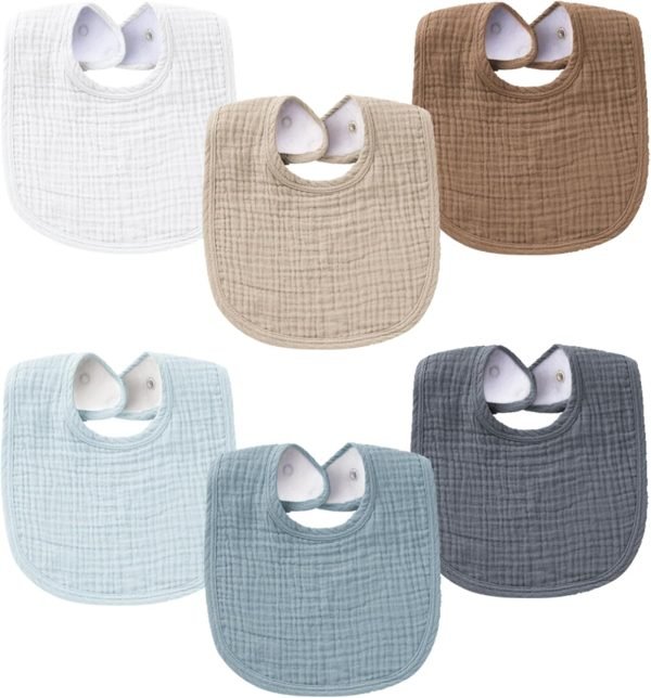 71cwFCb9pfL._AC_SL1500 Muslin Baby Bibs for Boys Girls 6 Pack, 100% Cotton Baby Bib for Drooling and Teething, Absorbent Bandana Bibs