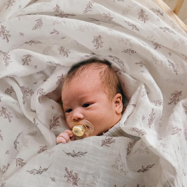 Muslin Swaddle Blankets for Boys and Girls, Soft Cotton Baby Swaddle Blankets for Unisex, 47 X 47 inches Muslin Swaddles, 4 Pack Leaves & Warmth Colors