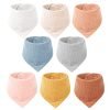 Muslin Baby Bibs 8 Pack Bandana Drool 100% Cotton for Unisex Baby, Solid Colors Set Teething and Drooling