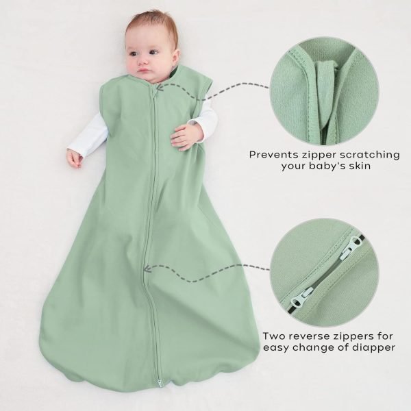Baby Sleep Sack 0-6 Months Wearable Blanket for Babies 100% Cotton 2-Way Zipper TOG 0.5 Toddler Sleeping Sack 3 Pack, Sleep Sacks