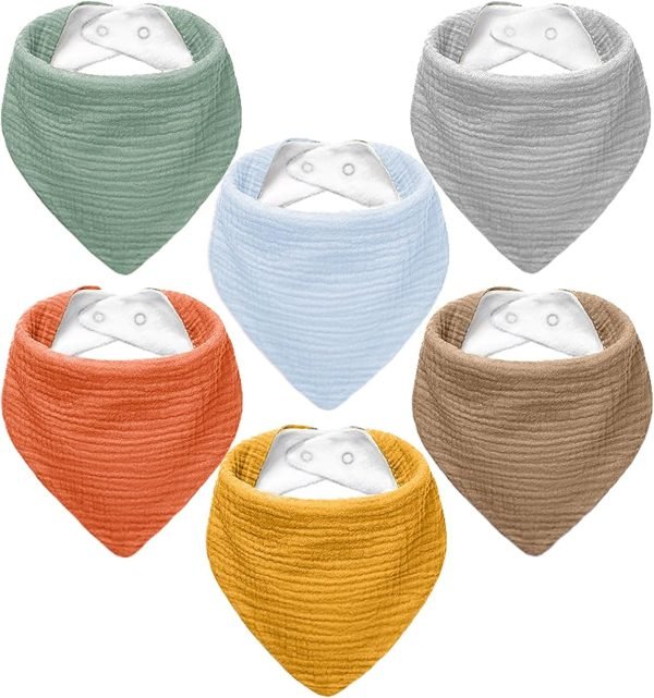 71j2khxw9WL._AC_SL1500 Muslin Baby Bibs,Baby Bandana Drool Bibs 100% Cotton for Baby Boy Girl,Solid Colors Bib for Drooling Teething