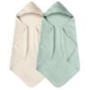 Hooded Baby Towels for Newborn 2 Pack 100% Muslin Cotton Baby Bath Towel with Hood for Babies, Infant, Toddler and Kids, Large 32x32Inch, Soft and Absorbent Newborn Essential
