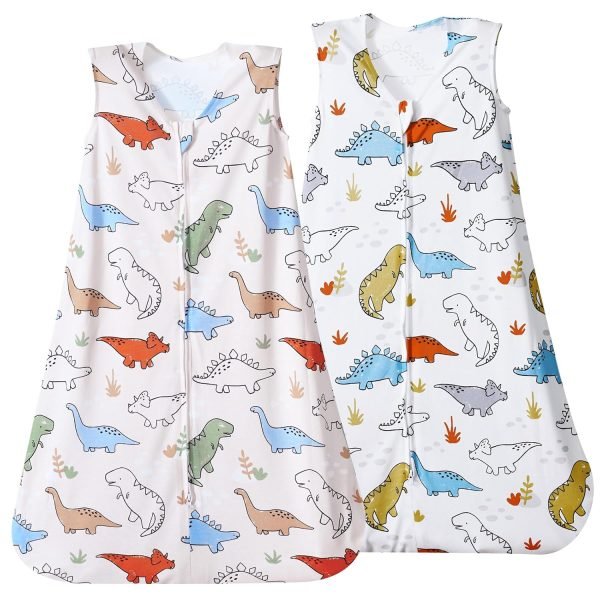 2 Pack Baby Sleep Sack 6-12 Months, Rayon Derived from Bamboo，Soft Cooling Sleep Sacks for Summer, TOG 0.5 Baby Wearable Blankets with 2-Way Zipper, Medium Size, Whale