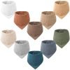 Muslin Baby Bibs 10 Pack Baby Bandana Drool Bibs 100% Cotton for Unisex Boys Girls,10 Solid Colors Set for Teething Drooling