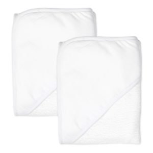 2-Pack Organic Cotton Hooded Towels, Bright White, One Size