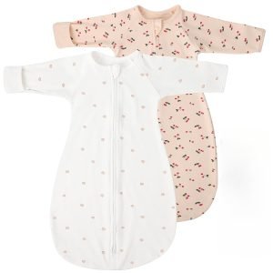 2 Pack Transitional Swaddle Sack with Arms Up Length Sleeves & Mitten Cuffs, Sleeping Sack Bag 2 Ways Zipper, Wearable Swaddling Blanket for Newborns Baby Snug Fit Calms Startle Reflex