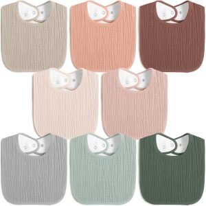 8 Pack Baby Muslin Bibs 100% Cotton Bibs for Boys Girls,Soft and Absorbent Bib Set for Feeding and Drooling