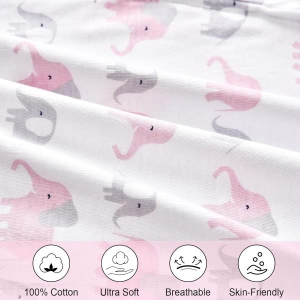 100% Cotton Baby Sleep Sack, 0-6 Months Baby Wearable Blanket, 2-Way Zipper Infant Sleeping Sack for Baby Boys Girls, 2 Pack Comfy Small Size Sleeveless Sleeping Bags, Rainbow & Pink Elephant