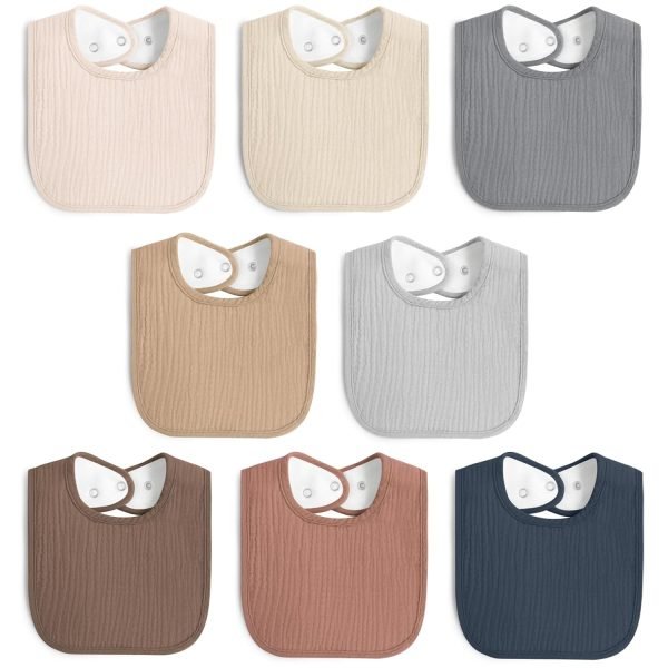 8 Pack Baby Muslin Bibs 100% Cotton Bibs for Boys Girls,Soft and Absorbent Bib Set for Feeding and Drooling