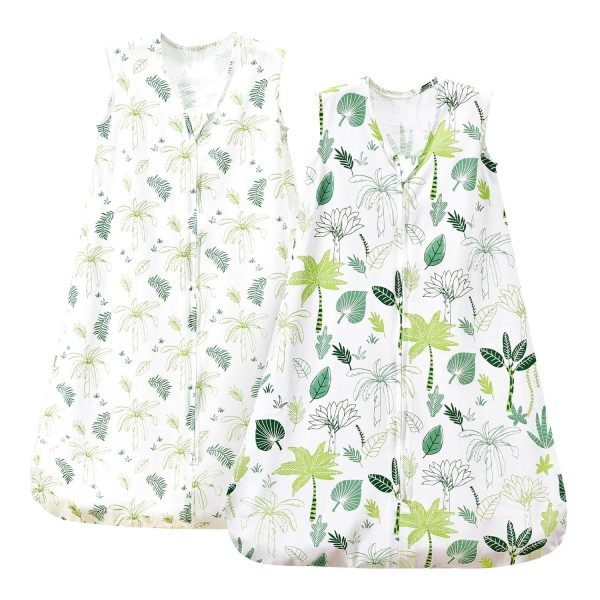 100% Cotton Baby Sleep Sack, 0-6 Months Baby Wearable Blanket, 2-Way Zipper Infant Sleeping Sack for Baby Boys Girls, 2 Pack Comfy Small Size Sleeveless Sleeping Bags, Rainbow & Pink Elephant