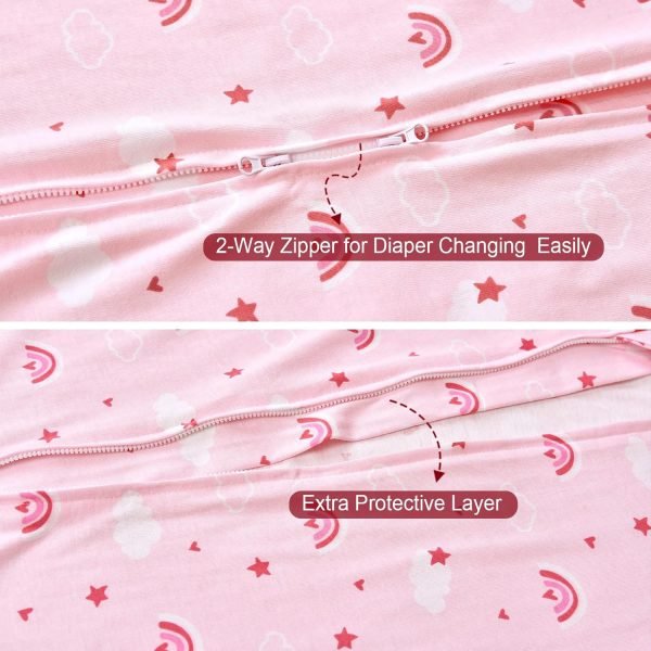 100% Cotton Baby Sleep Sack, 0-6 Months Baby Wearable Blanket, 2-Way Zipper Infant Sleeping Sack for Baby Boys Girls, 2 Pack Comfy Small Size Sleeveless Sleeping Bags, Rainbow & Pink Elephant