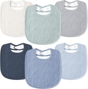 Muslin Baby Drool Bibs 6Pack Soft Square Adjustable Baby Bandana Bibs for Unisex Girls & Boys