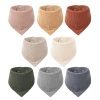 Muslin Baby Bibs 8 Pack Bandana Drool 100% Cotton for Unisex Baby, Solid Colors Set Teething and Drooling