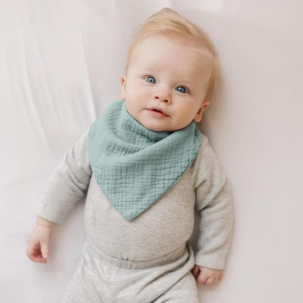 Muslin Baby Bibs 8 Pack Bandana Drool 100% Cotton for Unisex Baby, Solid Colors Set Teething and Drooling