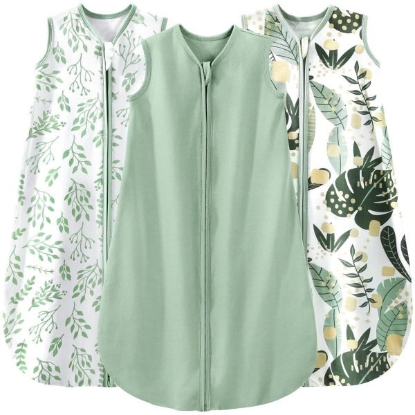 Baby Sleep Sack 0-6 Months Wearable Blanket for Babies 100% Cotton 2-Way Zipper TOG 0.5 Toddler Sleeping Sack 3 Pack, Sleep Sacks