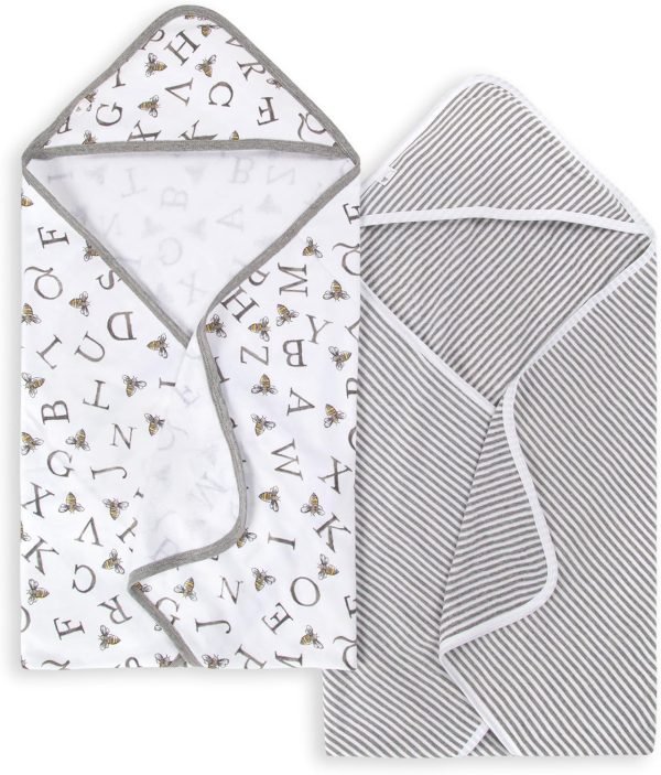 81HLNacgD4L._AC_SL1500 Baby Infant Hooded Towels! Organic Cotton, Unisex Bath Essentials and Newborn Necessities, Soft Nursery Towel with Hood Set, 2-Pack Size 29 x 29 Inch
