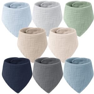 Muslin Baby Bibs Bandana Drool Bibs for Baby Boys & Girls, Soft and Absorbent Cotton Teething Bib Set for Newborn Toddler 8 Packs