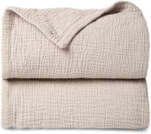 Muslin Quilt Blanket, Crib Blanket for Baby and Toddler,47x47 Inches(Ivory)