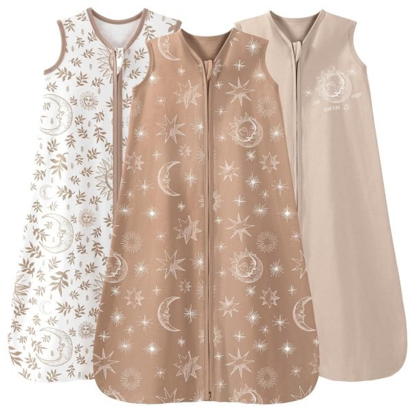 81QNnZn8EBL._SL1500 Baby Sleep Sack 6-12 Months 3 Pack 100% Cotton Lightweight 0.5 TOG Wearable Blanket Baby Sleep Bag with 2-Way Zipper for Newborn Infant Blue